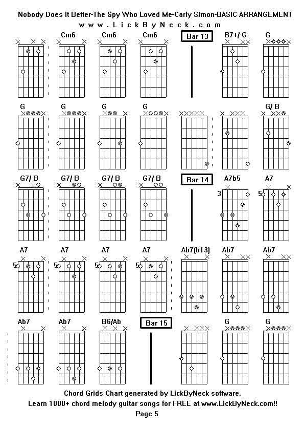 Chord Grids Chart of chord melody fingerstyle guitar song-Nobody Does It Better-The Spy Who Loved Me-Carly Simon-BASIC ARRANGEMENT,generated by LickByNeck software.